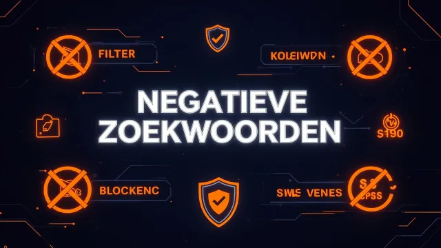 Negatieve zoekwoorden filter concept met irrelevante termen die worden geblokkeerd